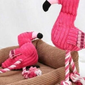 Brinquedo Pelúcia Flamingo Rosa Mordedor Pet Para Cachorro