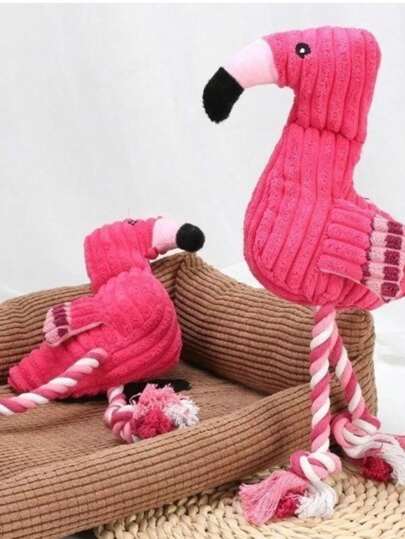 Brinquedo Pelúcia Flamingo Rosa Mordedor Pet Para Cachorro